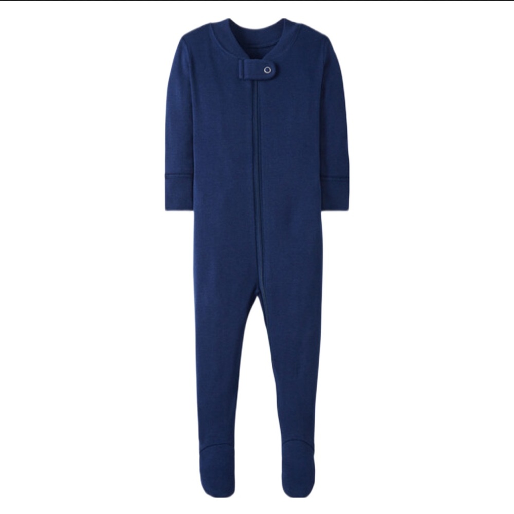 Hanna Andersson Navy Blue Baby Zip Footed Sleeper In Organic Cotton size 0-3M